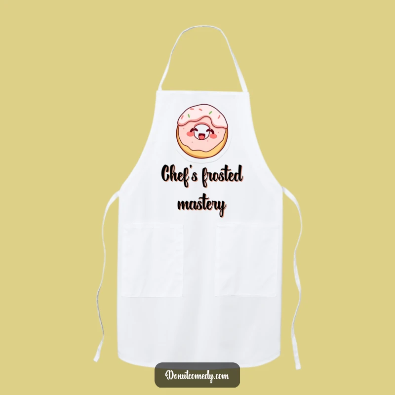 Funny Frosting Covered Donut Apron - Giggling Tiny Cake Donut Kitchenwear