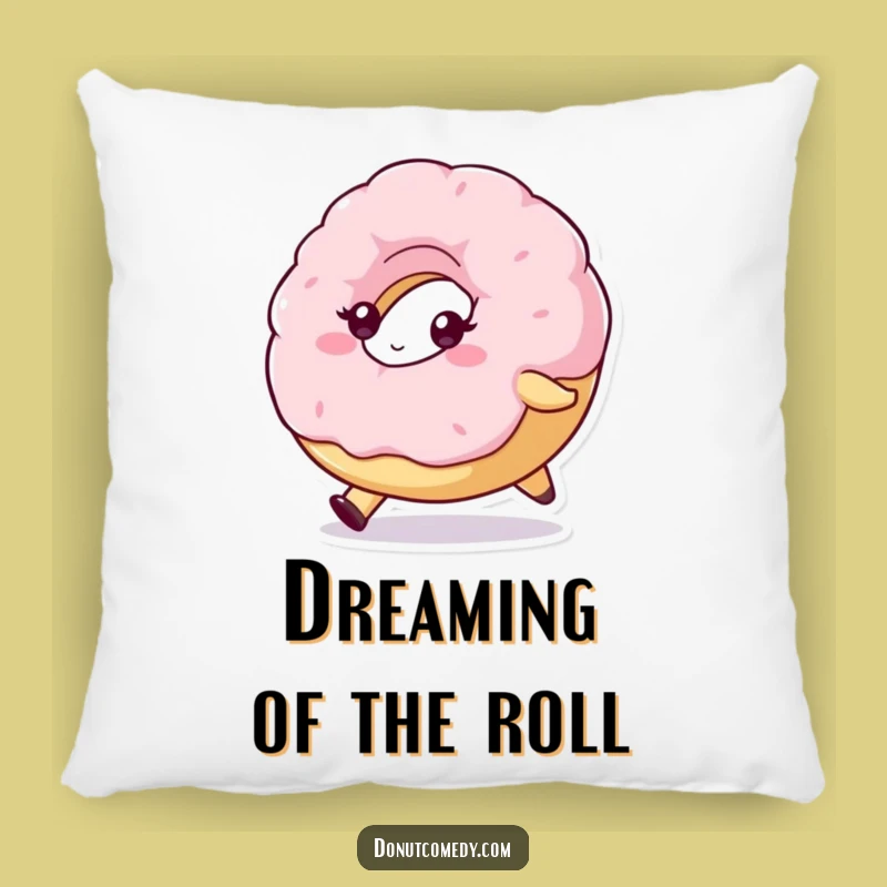 Funny Determined Donut Pillow - Rolling Fluffy Donut Cushion