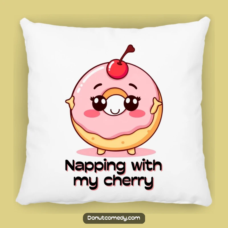 Funny Proud Donut Pillow - Cherry Topped Confident Donut Cushion