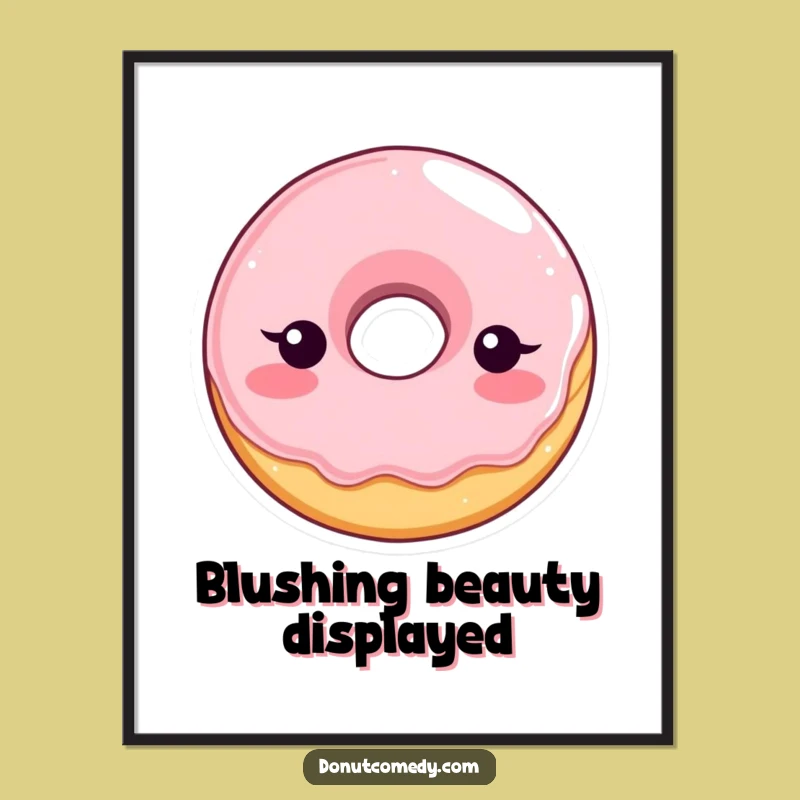 Funny Shy Donut Digital Art - Blushing Glazed Donut Character Printable