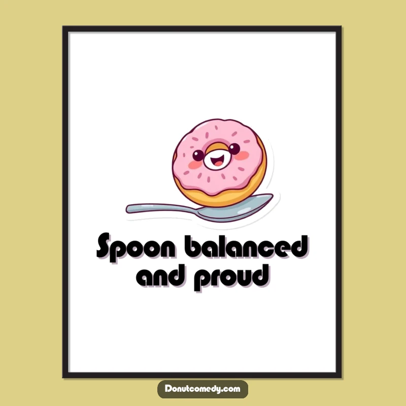 Funny Balancing Donut Digital Art - Cheerful Spoon Acrobat Printable