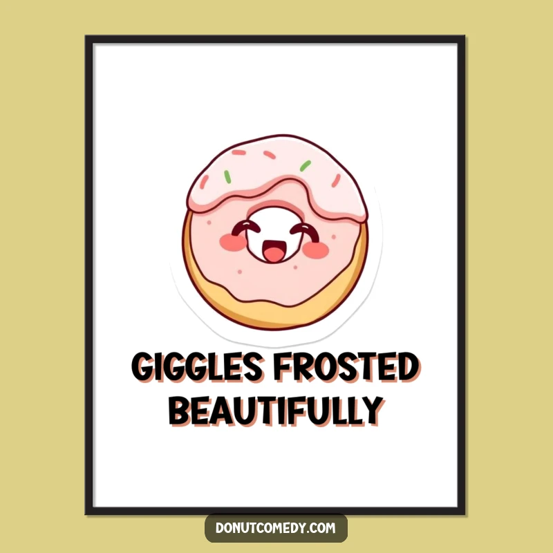 Funny Frosting Covered Donut Digital Art - Giggling Tiny Cake Donut Printable