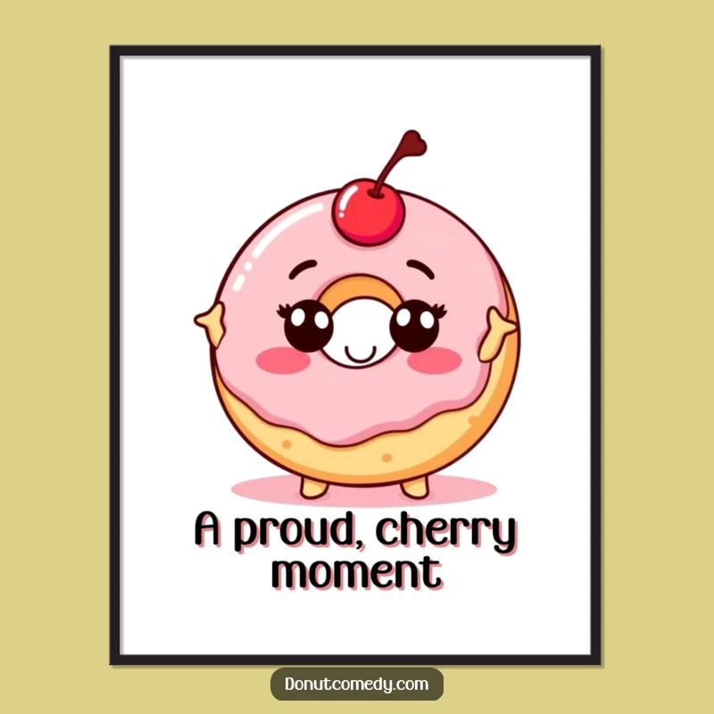 Funny Proud Donut Digital Art - Cherry Topped Confident Donut Printable