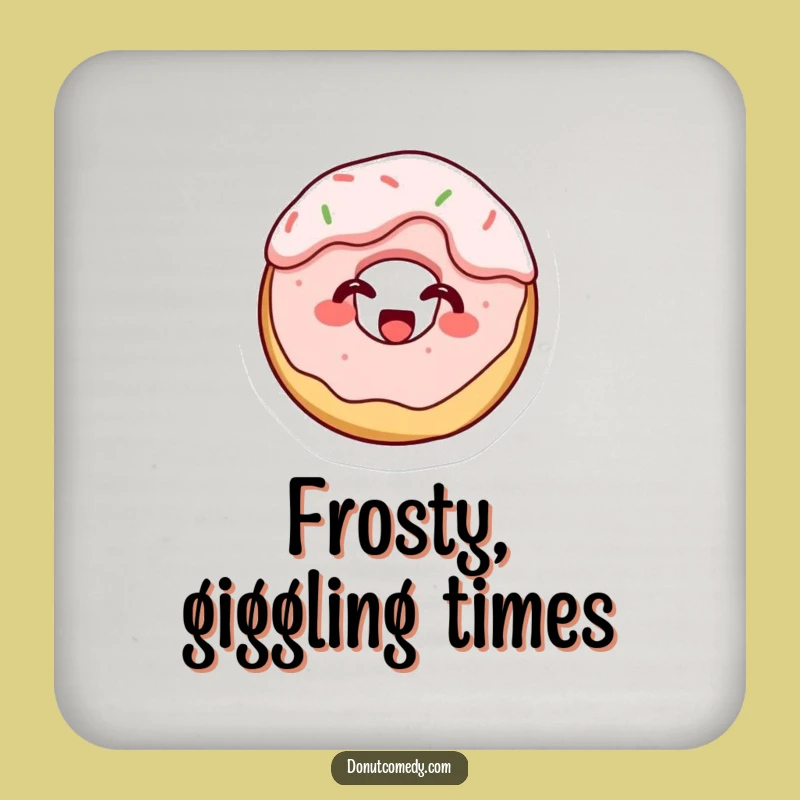Funny Frosting Covered Donut Coaster - Giggling Tiny Cake Donut Set
