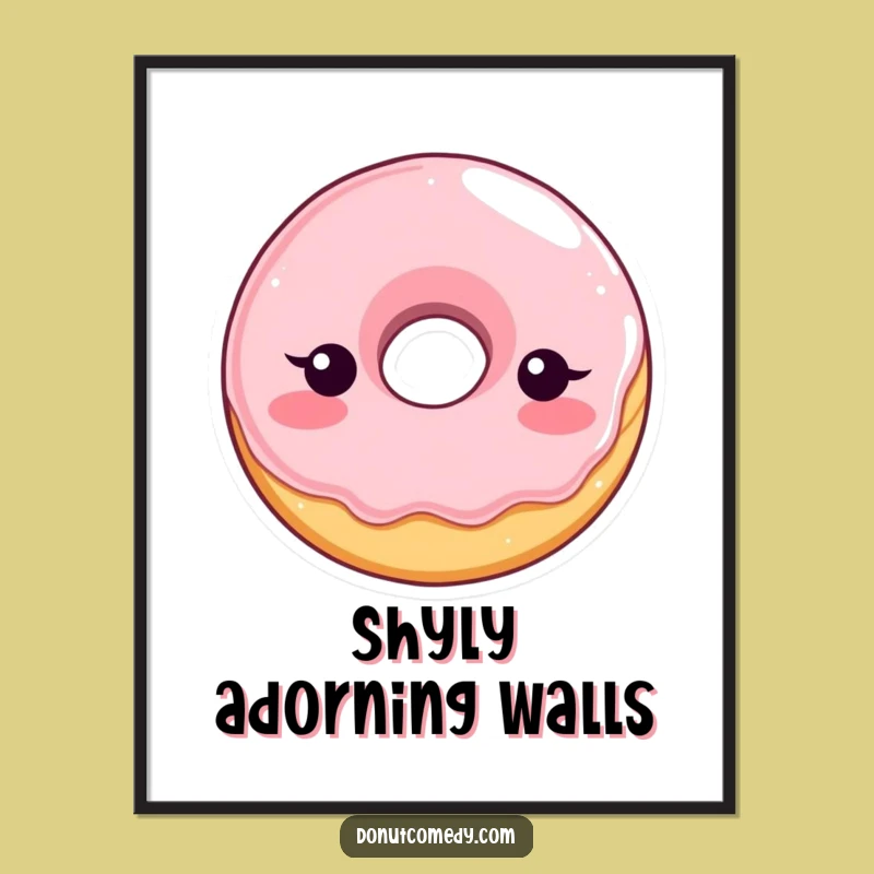 Funny Shy Donut Poster - Cute Blushing Glazed Donut Character Art