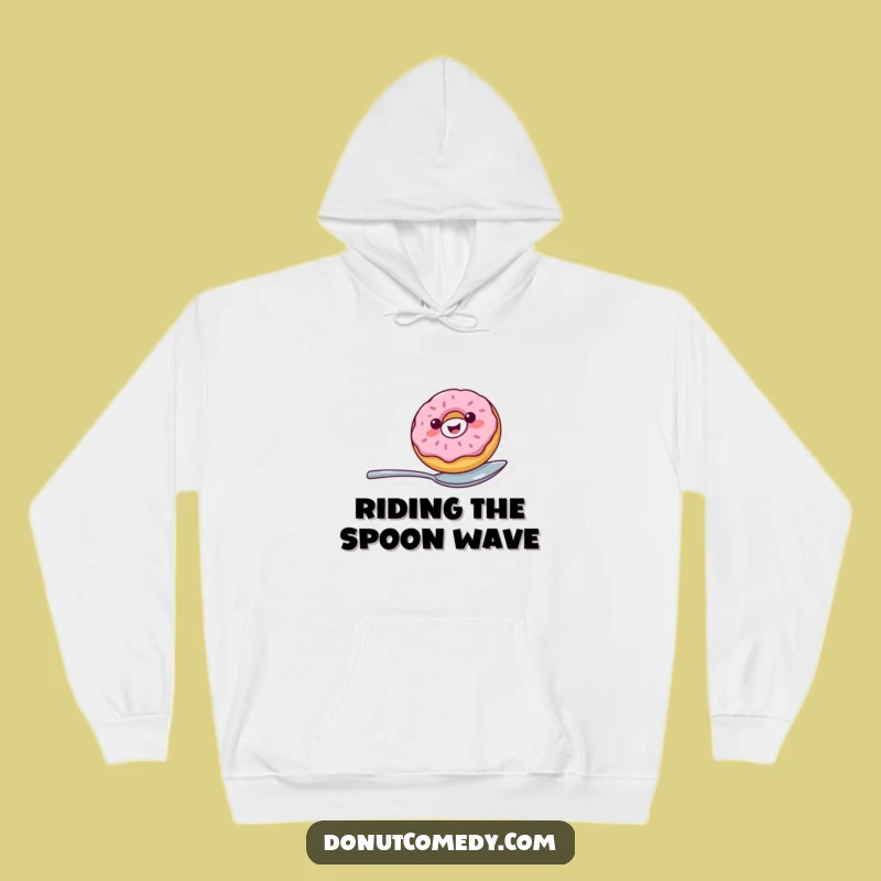 Funny Balancing Donut Hoodie - Cheerful Spoon Acrobat Donut Character