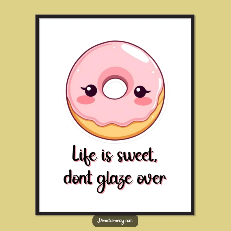 Funny Free Printable Wall Art: Shy Blushing Donut - Downloadable Decor