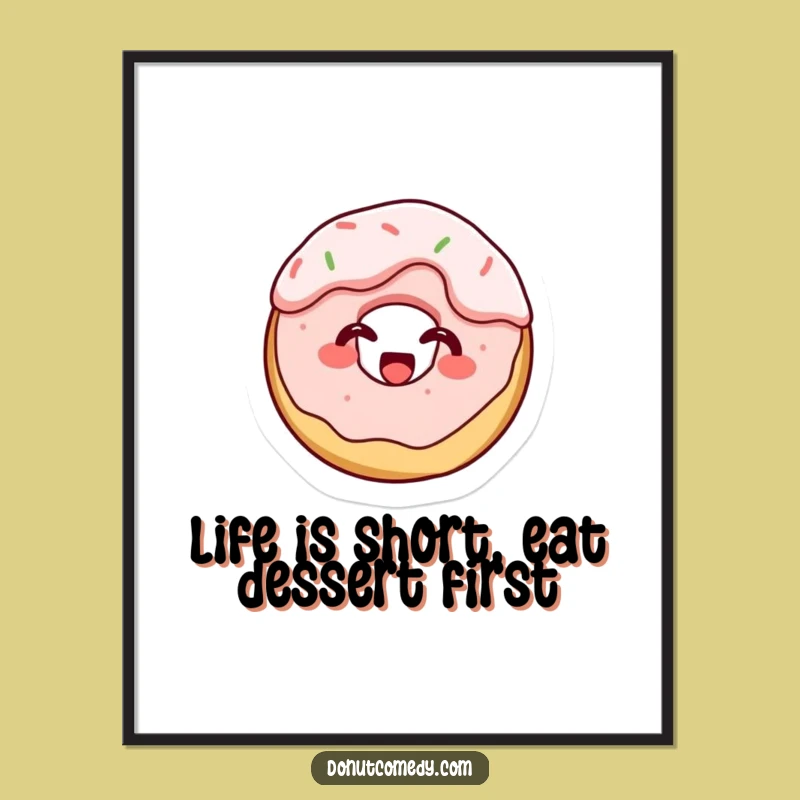 Funny Free Printable Wall Art: Giggling Frosted Donut - Downloadable Decor