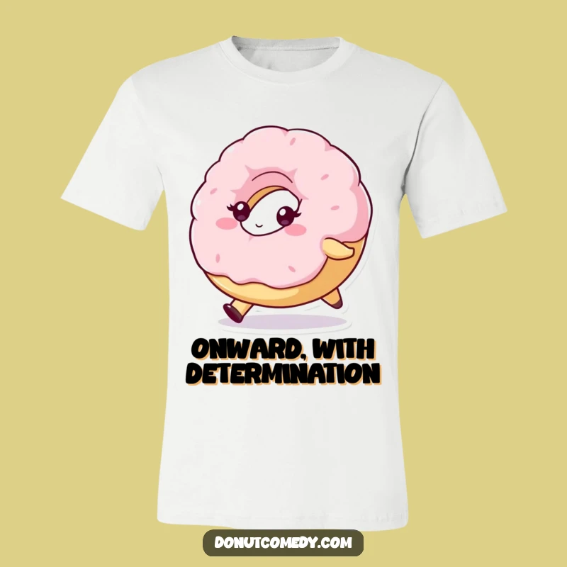 Funny Determined Donut T-Shirt - Rolling Fluffy Donut Character Tee