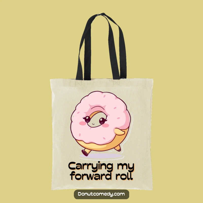 Funny Determined Donut Tote Bag - Rolling Fluffy Donut